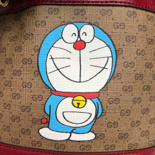 Gucci Mini Ophidia Bucket Bag GG Supreme Monogram Red Brown Blue
