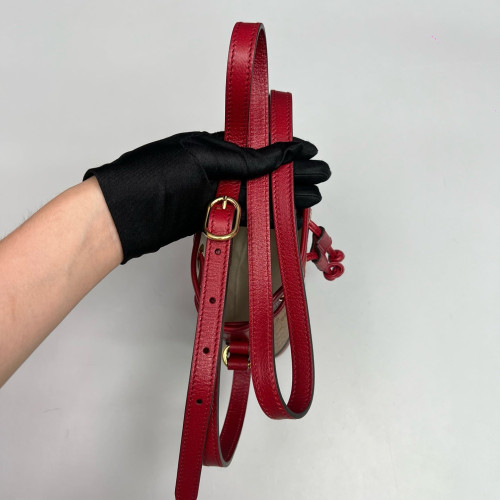 Gucci Mini Ophidia Bucket Bag GG Supreme Monogram Red Brown Blue