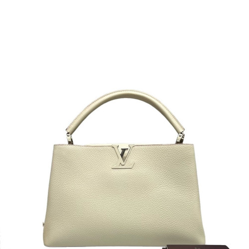Louis Vuitton Capucines MM Grained Calfskin Ivory