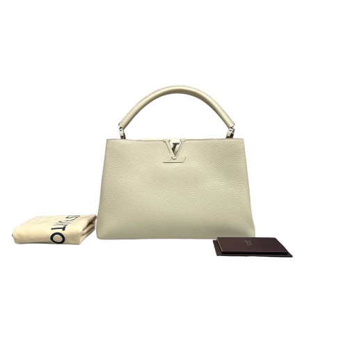 Louis Vuitton Capucines MM Grained Calfskin Ivory