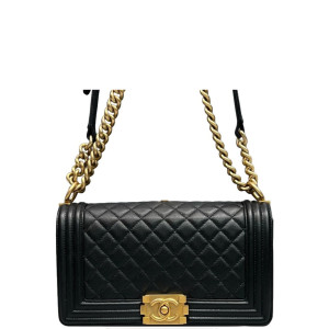 Chanel Quilted Medium Boy Flap Grained Calfskin Black Chanel Quilted Medium Boy Flap Grained Calfskin Black