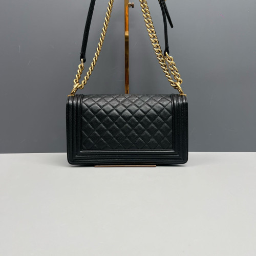 Chanel Quilted Medium Boy Flap Grained Calfskin Black