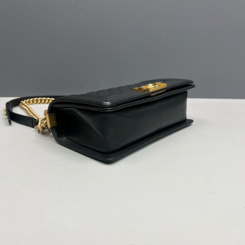 Chanel Quilted Medium Boy Flap Grained Calfskin Black