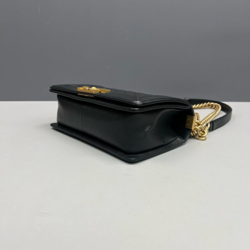 Chanel Quilted Medium Boy Flap Grained Calfskin Black