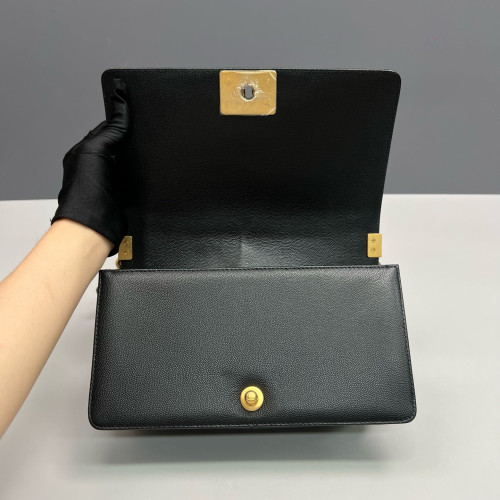 Chanel Quilted Medium Boy Flap Grained Calfskin Black