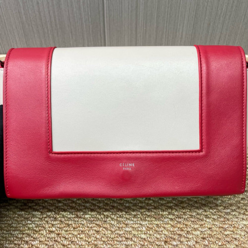 Celine Medium Frame Shoulder Bag Calfskin Red White