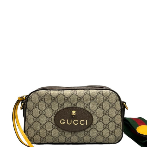 Gucci Neo Vintage Shoulder Bag GG Supreme Monogram Calfskin Beige Brown Yellow Gucci Neo Vintage Shoulder Bag GG Supreme Monogram Calfskin Beige Brown Yellow