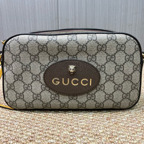 Gucci Neo Vintage Shoulder Bag GG Supreme Monogram Calfskin Beige Brown Yellow Gucci Neo Vintage Shoulder Bag GG Supreme Monogram Calfskin Beige Brown Yellow