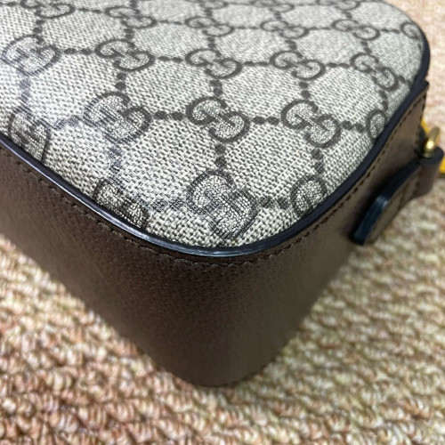 Gucci Neo Vintage Shoulder Bag GG Supreme Monogram Calfskin Beige Brown Yellow Gucci Neo Vintage Shoulder Bag GG Supreme Monogram Calfskin Beige Brown Yellow