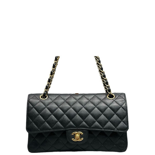 Chanel Quilted Medium Double Flap Grained Calfskin Black