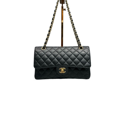 Chanel Quilted Medium Double Flap Grained Calfskin Black