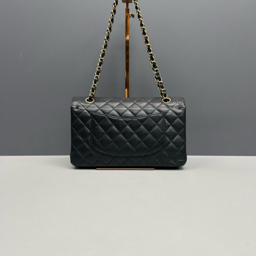 Chanel Quilted Medium Double Flap Grained Calfskin Black