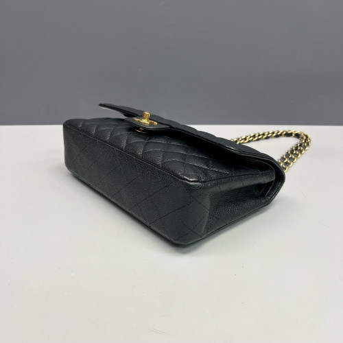 Chanel Quilted Medium Double Flap Grained Calfskin Black