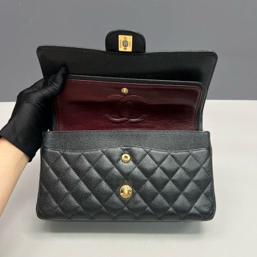 Chanel Quilted Medium Double Flap Grained Calfskin Black