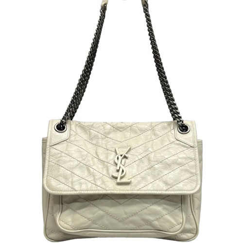 Yves Saint Laurent Medium Niki Chain Pull Up Leather White