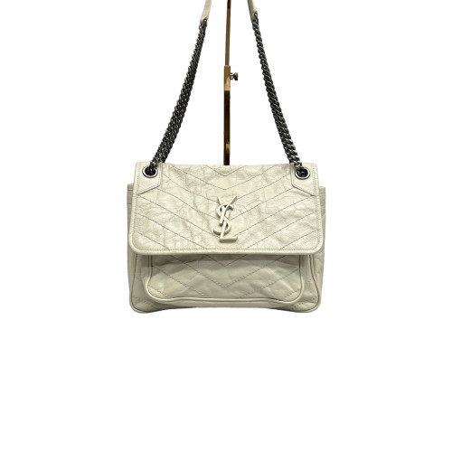 Yves Saint Laurent Medium Niki Chain Pull Up Leather White