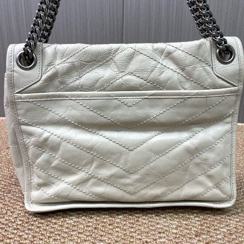 Yves Saint Laurent Medium Niki Chain Pull Up Leather White