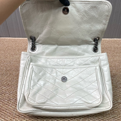 Yves Saint Laurent Medium Niki Chain Pull Up Leather White