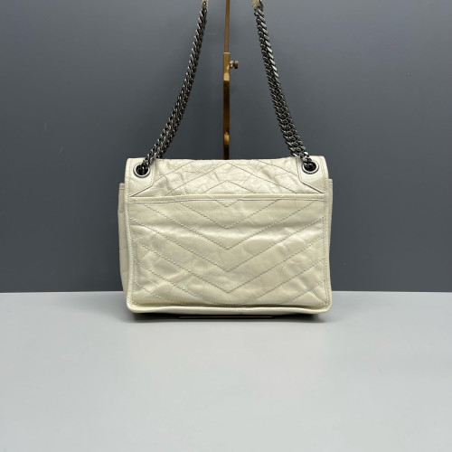Yves Saint Laurent Medium Niki Chain Pull Up Leather White