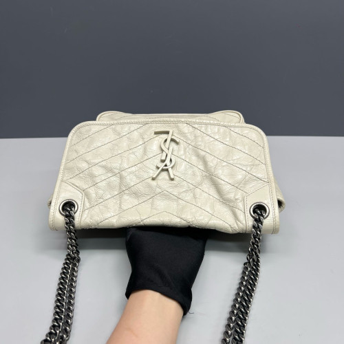Yves Saint Laurent Medium Niki Chain Pull Up Leather White