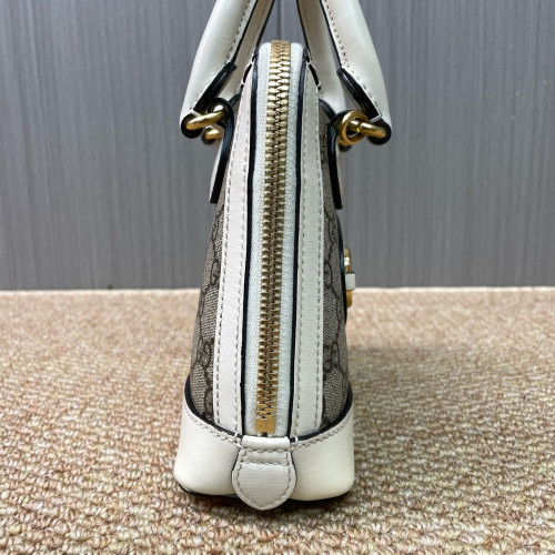 Gucci Mini Horsebit 1955 Top Handle GG Supreme Monogram Calfskin Canvas White Brown