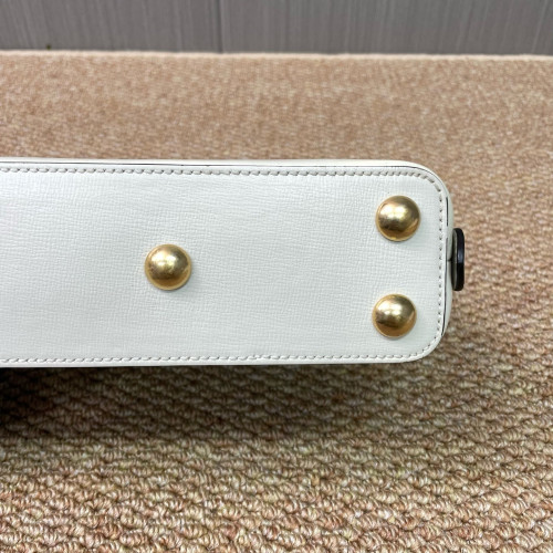 Gucci Mini Horsebit 1955 Top Handle GG Supreme Monogram Calfskin Canvas White Brown