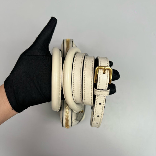 Gucci Mini Horsebit 1955 Top Handle GG Supreme Monogram Calfskin Canvas White Brown