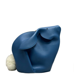 Loewe Bunny Crossbody Bag Calfskin Blue Brown