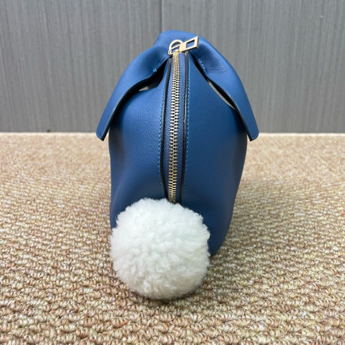Loewe Bunny Crossbody Bag Calfskin Blue Brown