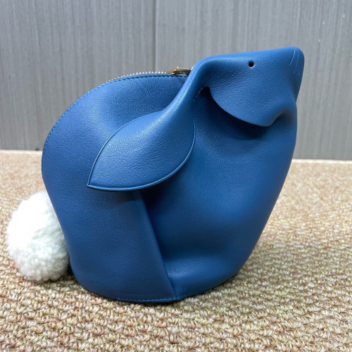 Loewe Bunny Crossbody Bag Calfskin Blue Brown