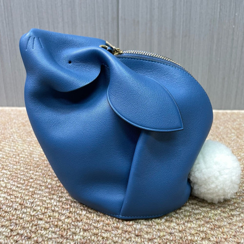 Loewe Bunny Crossbody Bag Calfskin Blue Brown