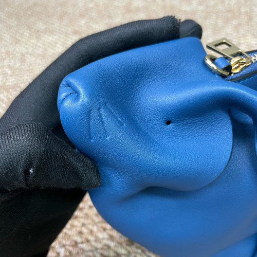 Loewe Bunny Crossbody Bag Calfskin Blue Brown