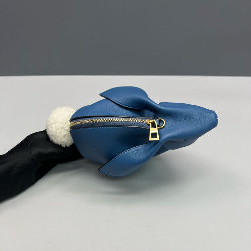 Loewe Bunny Crossbody Bag Calfskin Blue Brown