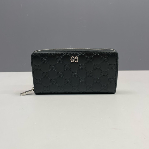 Gucci Pierce Zip Around Wallet Calfskin GG Supreme Monogram Black