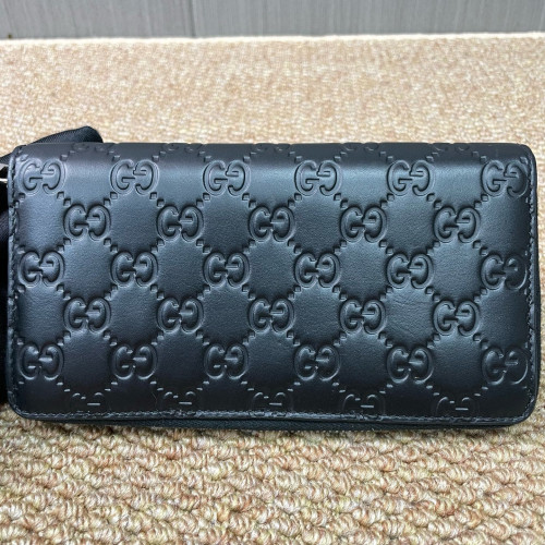 Gucci Pierce Zip Around Wallet Calfskin GG Supreme Monogram Black