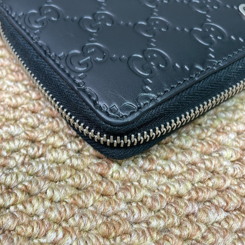 Gucci Pierce Zip Around Wallet Calfskin GG Supreme Monogram Black