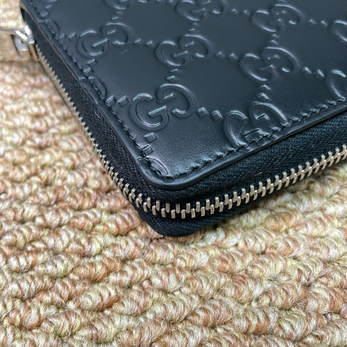 Gucci Pierce Zip Around Wallet Calfskin GG Supreme Monogram Black