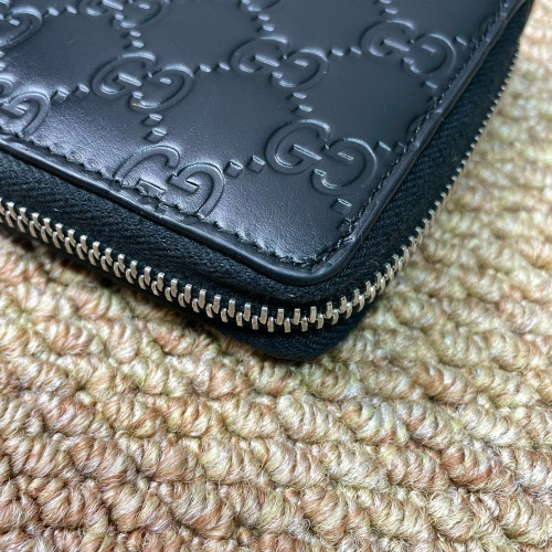Gucci Pierce Zip Around Wallet Calfskin GG Supreme Monogram Black
