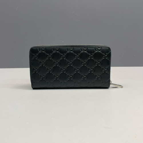 Gucci Pierce Zip Around Wallet Calfskin GG Supreme Monogram Black