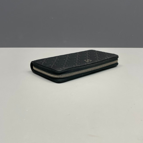 Gucci Pierce Zip Around Wallet Calfskin GG Supreme Monogram Black