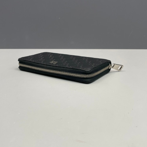 Gucci Pierce Zip Around Wallet Calfskin GG Supreme Monogram Black