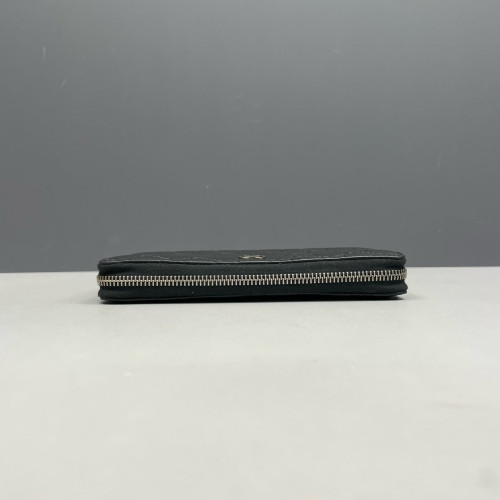 Gucci Pierce Zip Around Wallet Calfskin GG Supreme Monogram Black