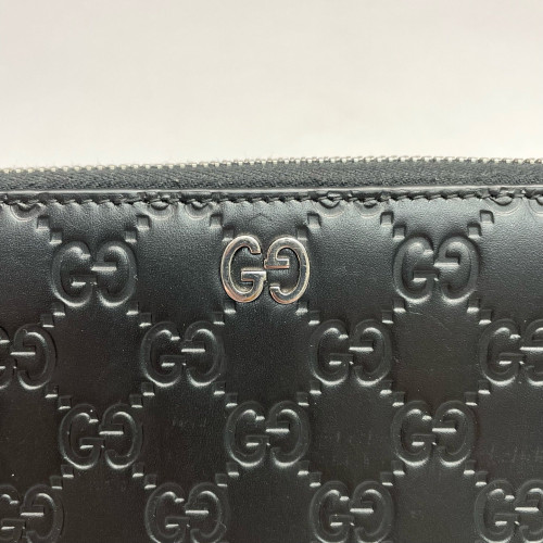 Gucci Pierce Zip Around Wallet Calfskin GG Supreme Monogram Black