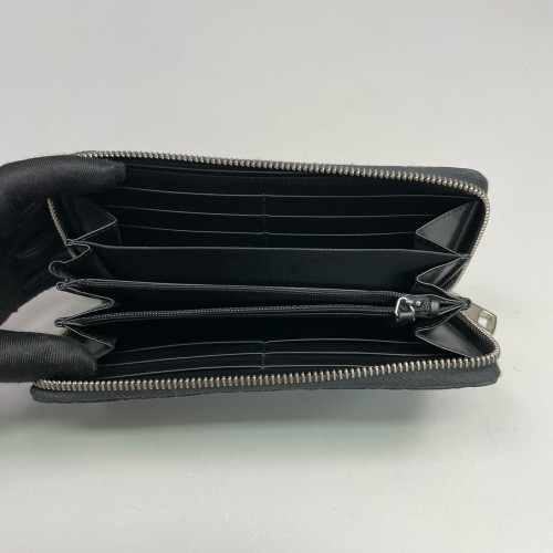 Gucci Pierce Zip Around Wallet Calfskin GG Supreme Monogram Black