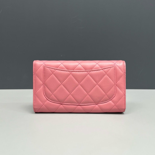 Chanel Quilted Continental Wallet Lambskin Pink