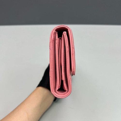 Chanel Quilted Continental Wallet Lambskin Pink