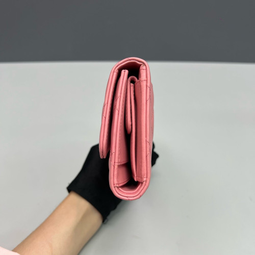 Chanel Quilted Continental Wallet Lambskin Pink