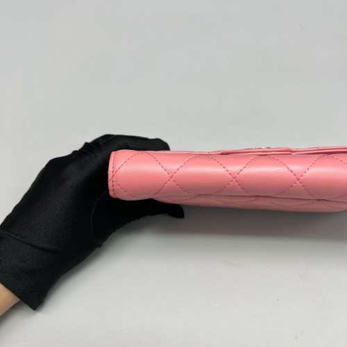 Chanel Quilted Continental Wallet Lambskin Pink