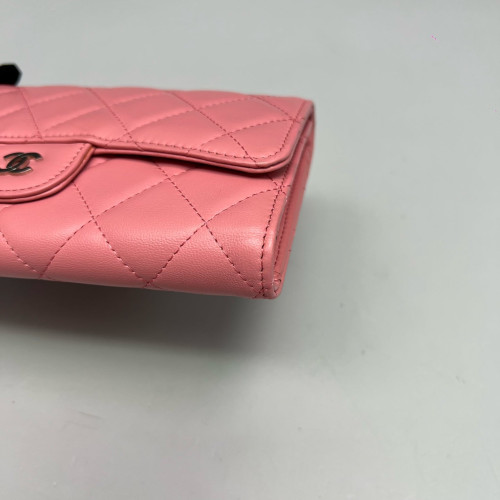 Chanel Quilted Continental Wallet Lambskin Pink