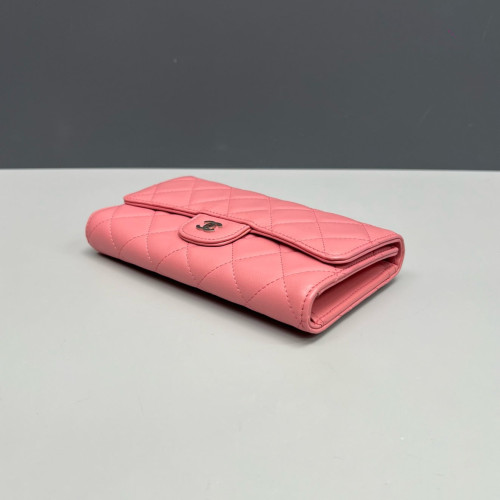 Chanel Quilted Continental Wallet Lambskin Pink